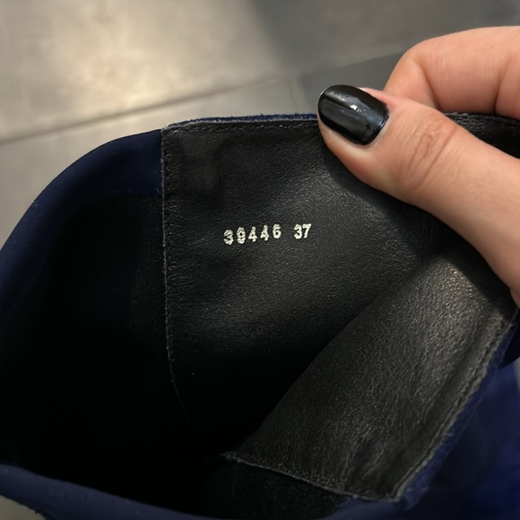 L.K Bennett half and half stretch knee boots in navy blue suede size 37 - Picture 5 of 6